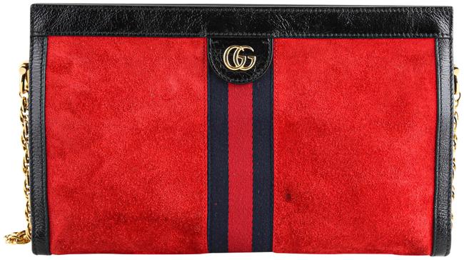 Gucci Ophidia Chain Medium Red Suede Shoulder Bag