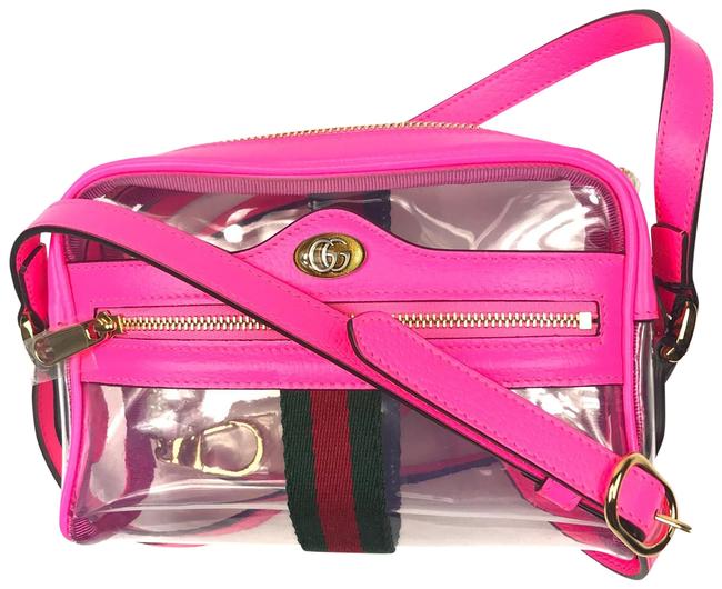 Gucci Ophidia Mini #517350 Clear Pink Vinyl and Leather Cross Body Bag