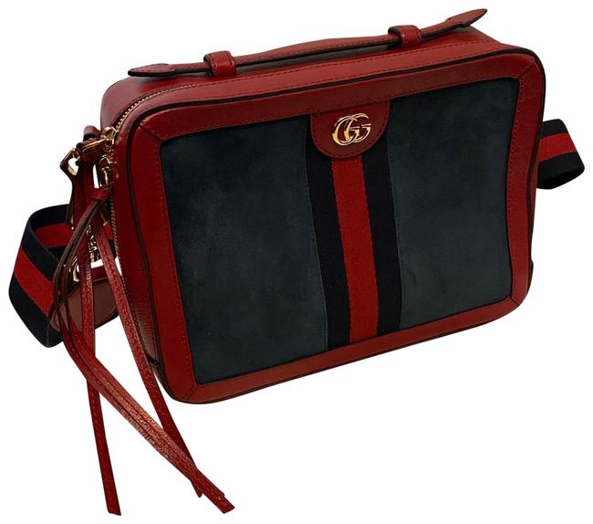 Gucci Ophidia Small Red Blue Suede Leather Shoulder Bag