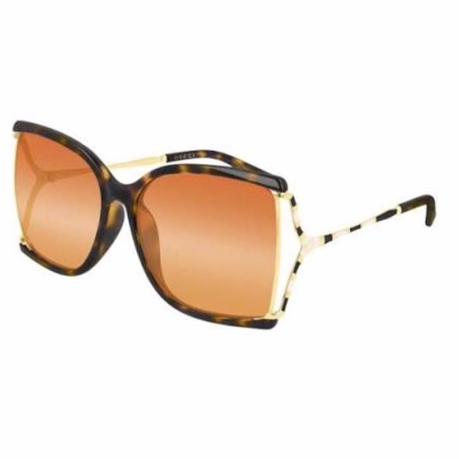 Gucci Orange Dark Havana Square Cut Out Sunglasses