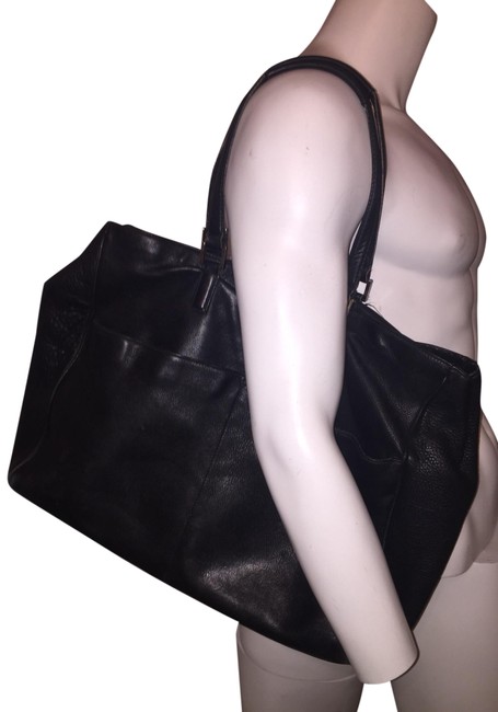 Gucci Oversized Unisex Tote Black Leather Weekend Travel Bag