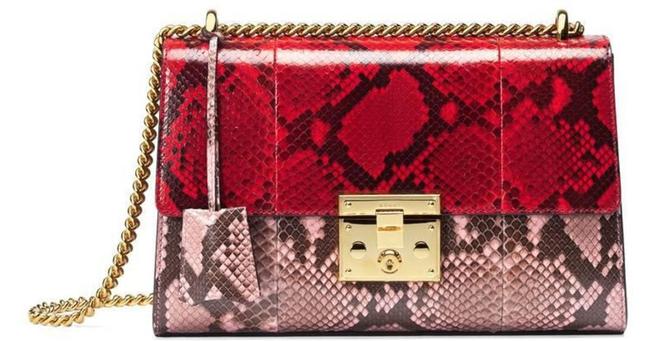 Gucci Padlock Medium Python Red Pink Snakeskin Shoulder Bag