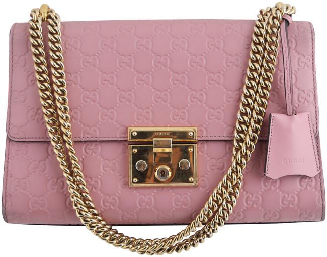 Gucci Padlock Signature Leather Pink Canvas Shoulder Bag