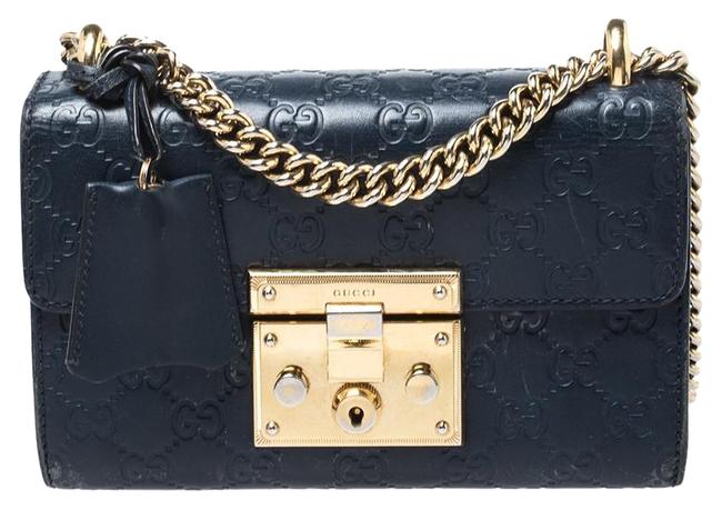 Gucci Padlock Small Navy Blue Leather Shoulder Bag