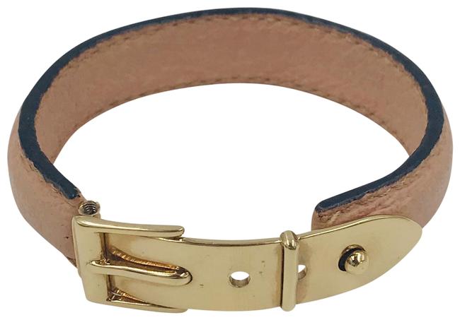 Gucci Pink and Gold Leather Buckle Bracelet