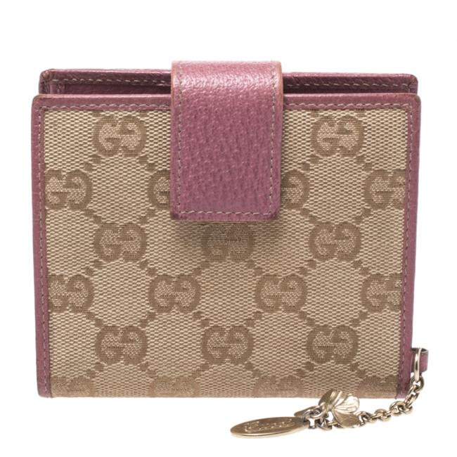 Gucci Pink Beige Pink Gg Canvas Compact Wallet