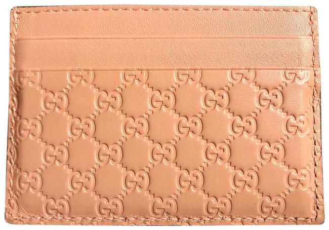 Gucci Pink Microguccissma Card Holder Leather Wallet