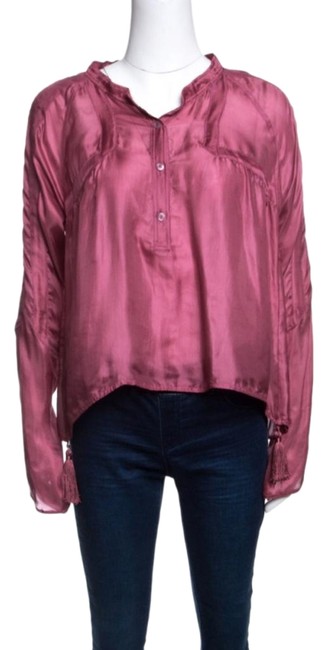 Gucci Pink Silk Tassel Detail Long Sleeve Blouse