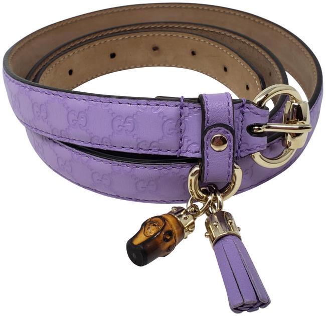 Gucci Purple Leather Gg Web Monogram Charm Belt