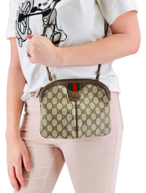 Gucci Purse Vintage Pochette Supreme Coated Canvas Brown . Shoulder Bag