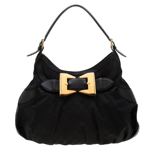 Gucci Queen Black Canvas and Leather Hobo Bag