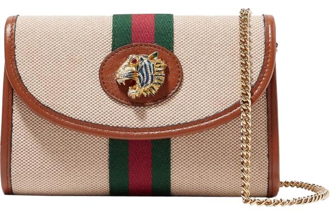 Gucci Rajah Mini Beige Canvas Leather Shoulder Bag