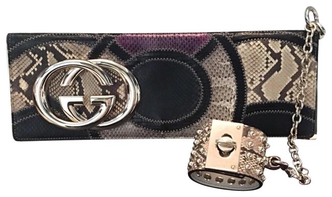 Gucci Rare Patchwork Studded Cuff Python Clutch