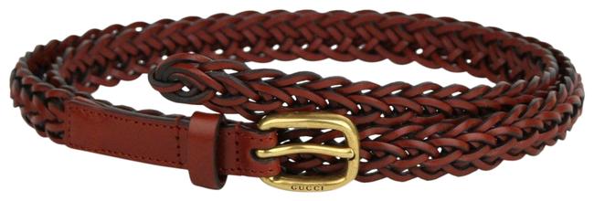 Gucci Red Braided W Leather Skinny W Gold Buckle 100 40 380607 7508 Belt