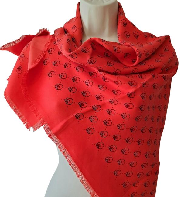 Gucci Red Gg Hamlet Shawl Flame Scarf Wrap
