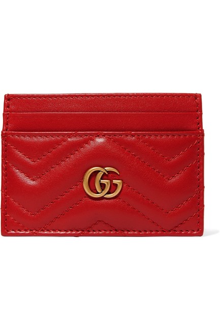 Gucci Red Marmont Quilted Leather Card Holder Wallet
