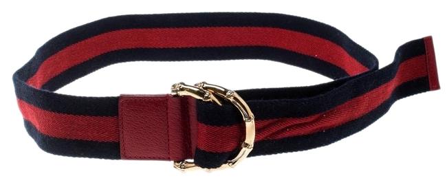 Gucci Red Navy Blue Red Fabric Bamboo Web 90 Cm Belt