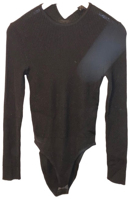 Gucci Rib Knit Wool Body Suit Black Sweater