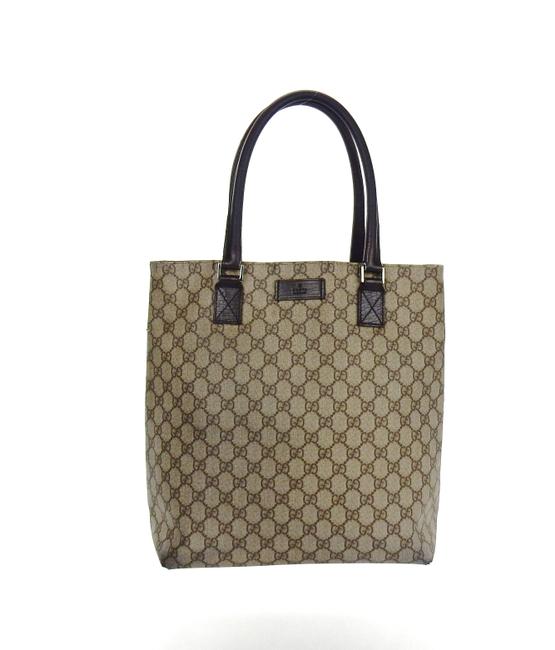 Gucci Shopper Tote Brown Supreme Gg Monogram Canvas Leather Shoulder Bag