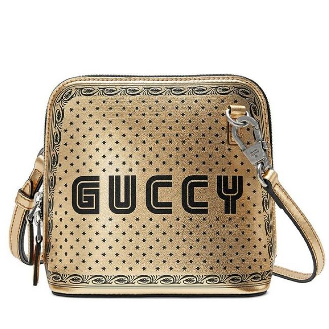 Gucci Shoulder Dome Sega Script Mini 511189 1055 Gold Leather Cross Body Bag