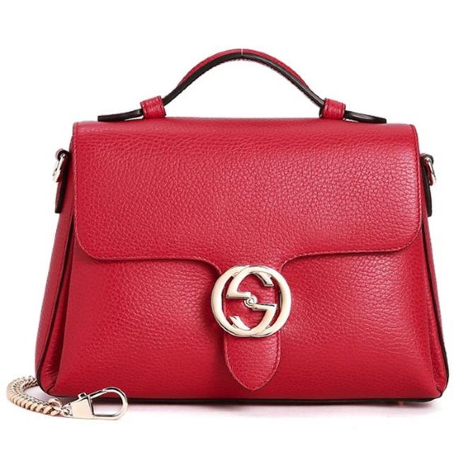 Gucci Shoulder Interlocking Gg Red Leather Cross Body Bag