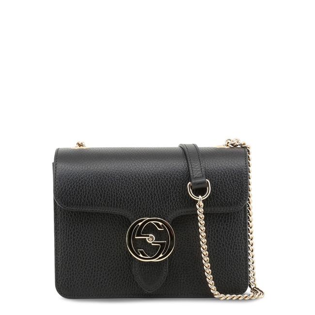 Gucci Shoulder Interlocking Gg Black Leather Cross Body Bag