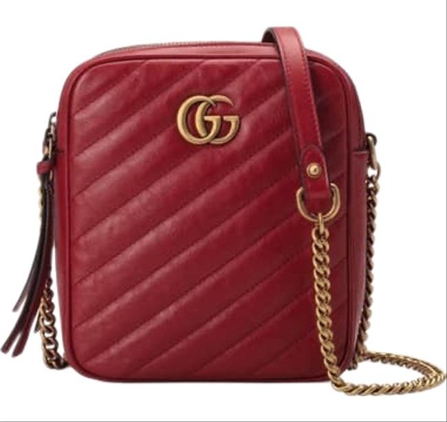 Gucci Shoulder Marmont Mini Red Leather Cross Body Bag