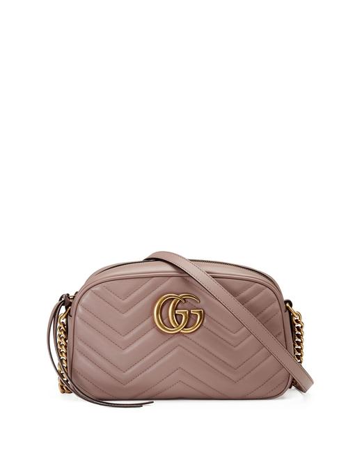 Gucci Shoulder Marmont Nr Gg 2.0 Matelasse Camera Nude Leather Cross Body Bag