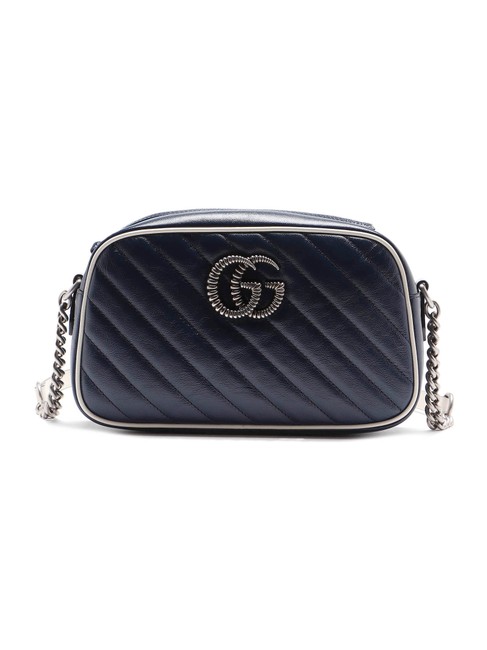 Gucci Shoulder Marmont Spk Gg Matelasse Blue Leather Cross Body Bag