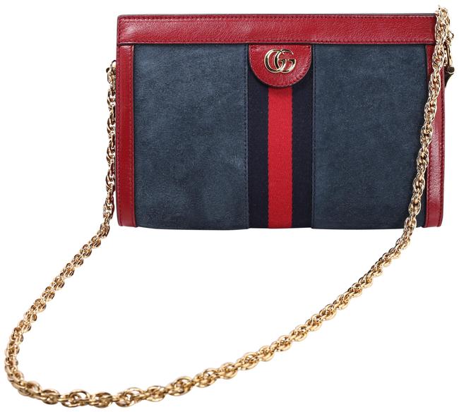 Gucci Shoulder Ophidia 2 Way Blue Red Suede Leather Cross Body Bag