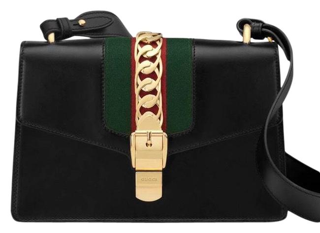 Gucci Shoulder Sylvie Small Black Leather Cross Body Bag