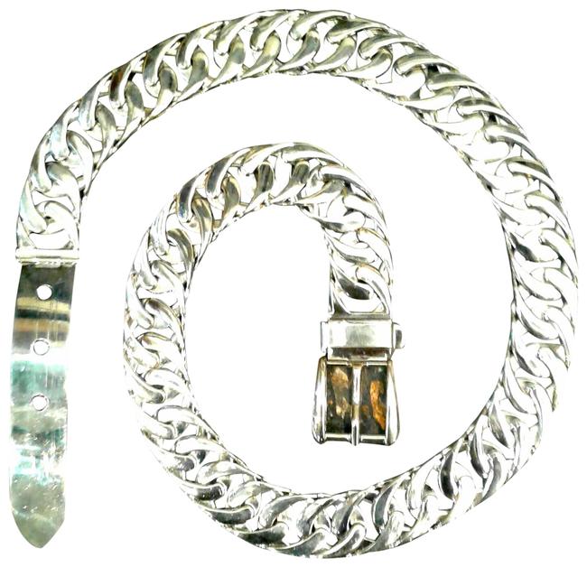 Gucci Silver 1970s Stainless Steel Chain Flat Link Belt
