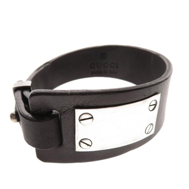 Gucci Silver Belt Type Leather Unisex Bracelet