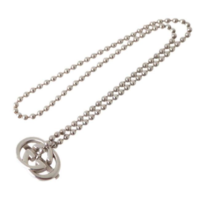 Gucci Silver Interlocking G Lariat Chain Necklace