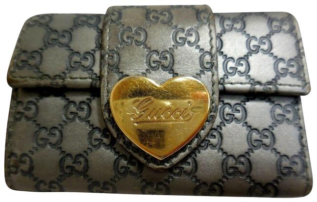 Gucci Silver Large G Print Leather Key Holder Wallet Wallet