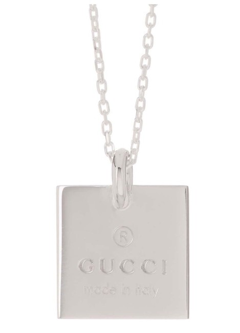 Gucci Silver Square Pendant Necklace