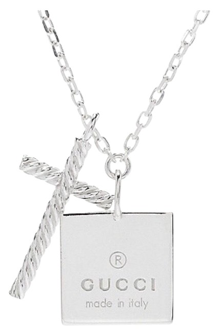 Gucci Silver Sterling 18.75 Cross &amp; Square Charm 7.3 Grams Necklace