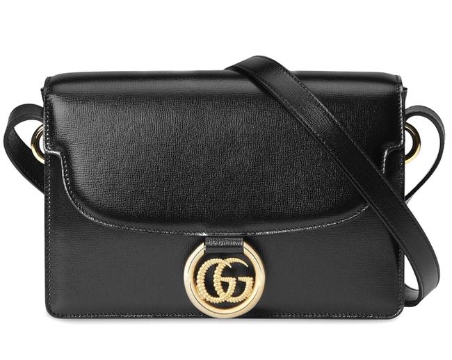Gucci Small Double G Ring Black Leather Cross Body Bag