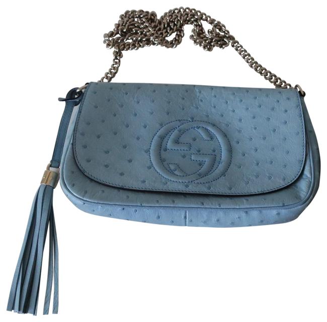 Gucci Soho Blue Ostrich Leather Cross Body Bag