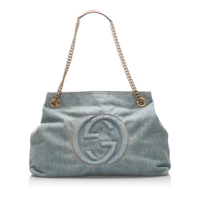 Gucci Soho Denim Chain Blue Fabric Shoulder Bag