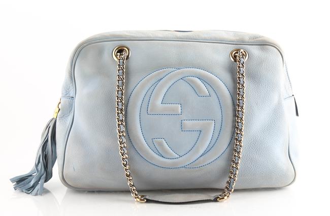 Gucci Soho Large Chain Blue Nubuck Leather Shoulder Bag