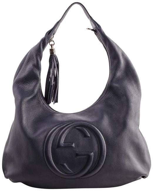 Gucci Soho Navy Blue Pebbled Leather Hobo Bag