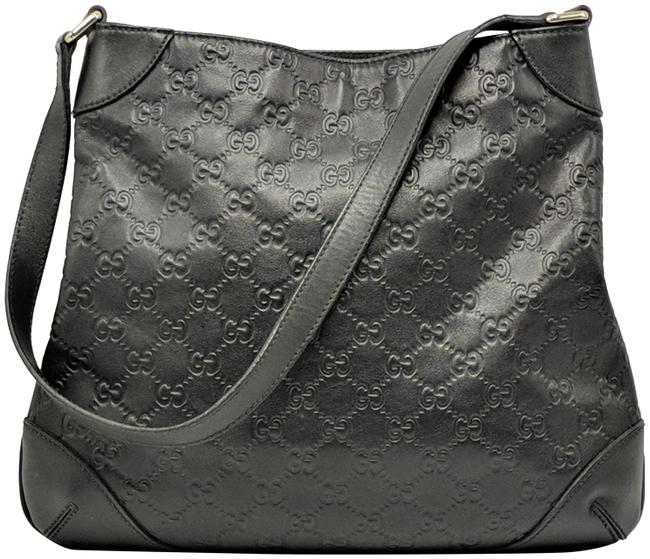 Gucci Supreme Monogram Black Leather and Gg Leather Shoulder Bag