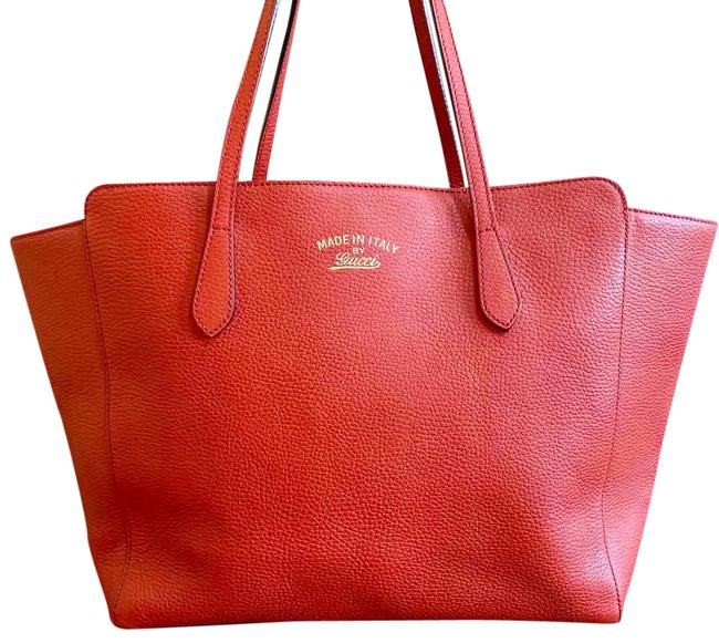 Gucci Swing Women Large Purse Leather Red Shoulder Bag