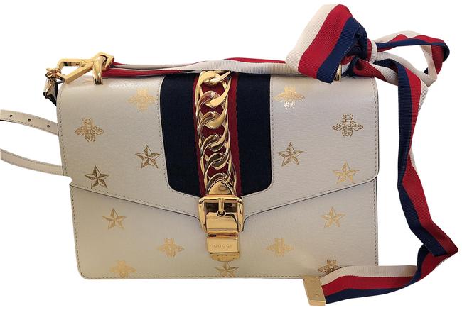 Gucci Sylvie Bee Star Off white Leather Shoulder Bag