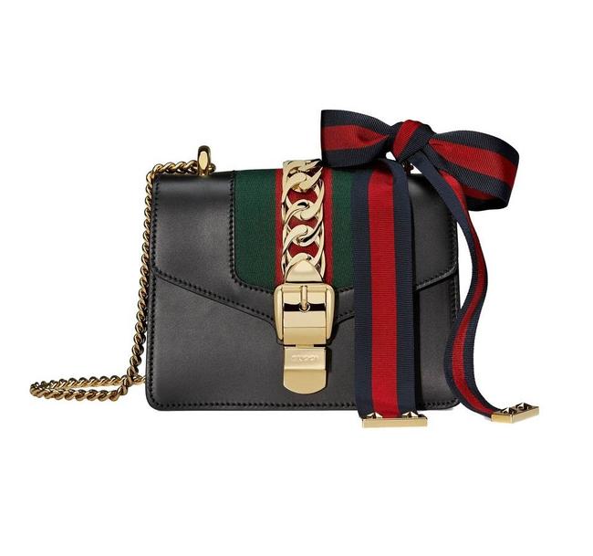 Gucci Sylvie Mini Chain Black Leather Cross Body Bag