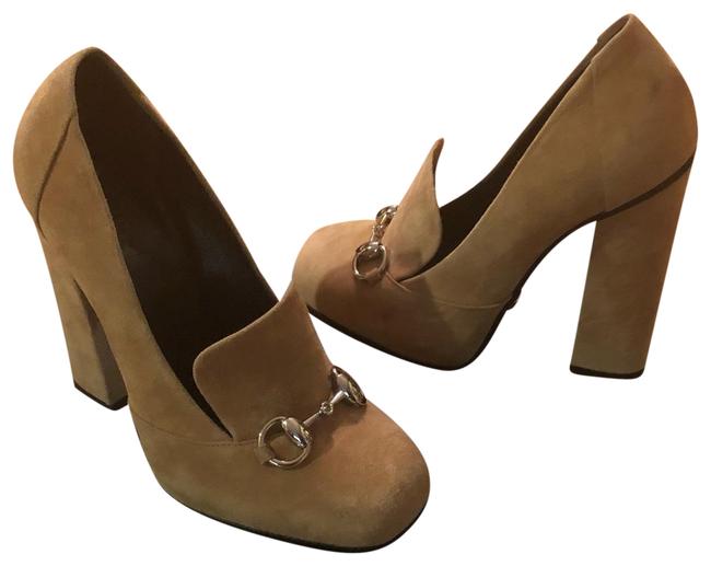 Gucci Tan Camelia Wedges