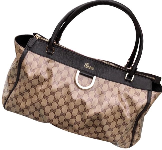 Gucci Tan Coated Crystal Canvas and Leather Satchel