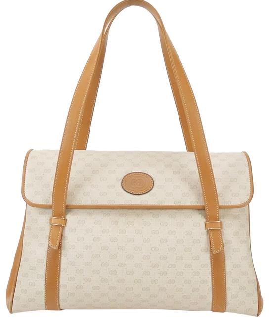 Gucci Tan Leather &amp; Canvas Shoulder Bag