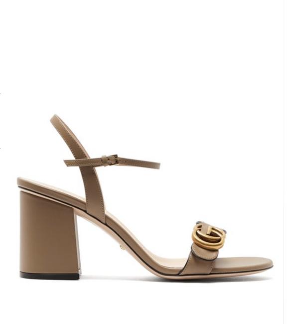 Gucci Taupe Marmont Mf Gg Leather SandalsUS 12